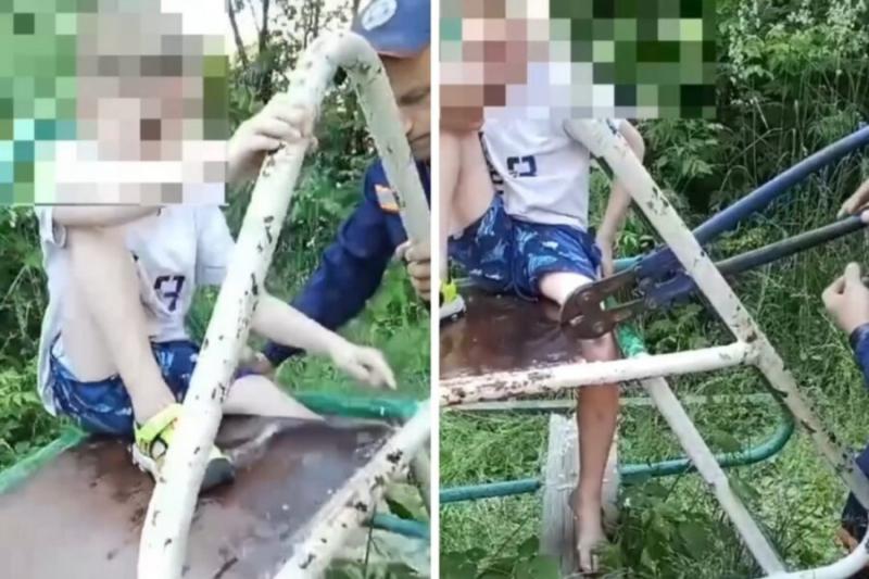 Семилетний мальчик застрял в ржавой горке во дворе Новосибирска
