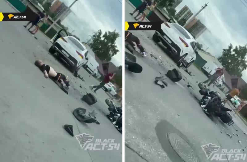 Мотоциклист столкнулся с внедорожником в Новосибирске